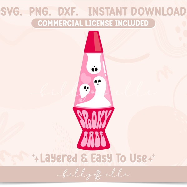 Spooky Babe Ghosts SVG - Halloween Design - Silhouette Sticker Hearts - Aesthetic Stickers file for Cricut - Groovy Lava Lamp SVG