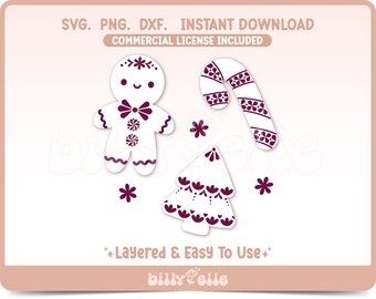 Christmas Talavera Bundle SVG - Christmas Gingerbread Mexican Art Stickers PNG - Layered Cricut Files Easy SVG - Christmas Talavera