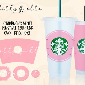 Starbucks Venti Cup Bundle Template Full Wrap and Logo Rings - Digital Download SVG Files For Cricut - Silhouette - Starbucks Venti Template