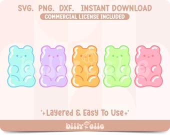 Gummibärchen SVG - Candy SVG - Groovy Gummies Sticker Download - SVG-Datei für Cricut - Bunte Bären - Panditas PNG