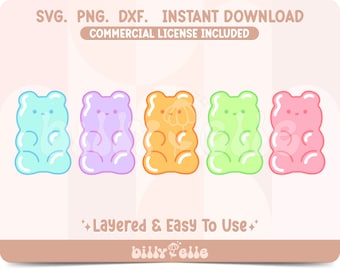 Gummibärchen SVG - Candy SVG - Groovy Gummies Sticker Download - SVG-Datei für Cricut - Bunte Bären - Panditas PNG