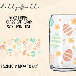 Easter Libbey Glass Can Wrap - Easter Egg - Digital Download SVG Files For Cricut - Flowers Wrap Template - 16oz Libbey Can Template