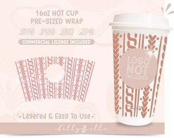 Sweater Pattern Wrap Hot Cup - Christmas Sweater Digital Download SVG Cricut - Silhouette - Christmas Knitted SVG - Wrap Template SVG
