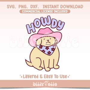 Howdy lustiger Cowboy Hund SVG - Süßer Hundeaufkleber PNG - Cricut Datei - Download einfach SVG - Hund Eltern Aufkleber - Haustier Eltern - Cowgirl