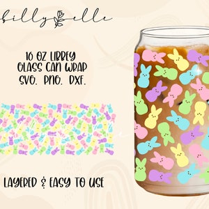 Ostern Marshmallow Muster Libbey Glas Dose Wrap - Oster Bonbons - Digital Download SVG Dateien für Cricut - Wrap Template - 16oz Template