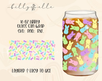 Easter Marshmallow Pattern Libbey Glass Can Wrap - Easter Candy - Digital Download SVG Files For Cricut - Wrap Template - 16oz Template