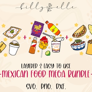 Mexican Food vector bundle - Tacos - Elote - Pozole - Chicharron - Tamales - Digital Download SVG Cricut -  Street Food SVG - Mexican Svg