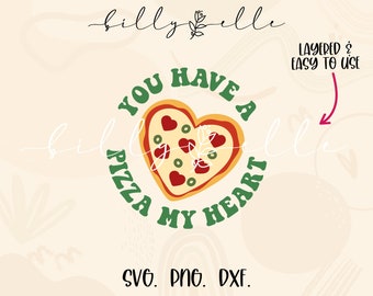 Día de San Valentín SVG - Pizza Heart Sticker - Valentine's Stickers archivo para Cricut - Pizza Valentines Quote Love SVG - Be my valentine svg