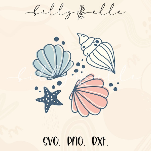 Seashells svg - Starfish Colorful Digital Download SVG Cricut - Ocean Aesthetic - Colorful - Silhouette - Sea Shell Decals SVG