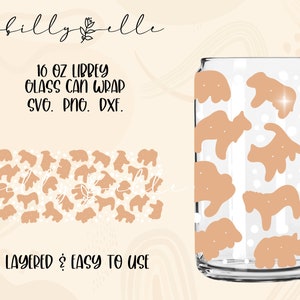 Animal Crackers Libbey Glass Can Wrap - Digital Download SVG Files For Cricut - Animal Cookies Wrap Template - 16oz Libbey Can Template