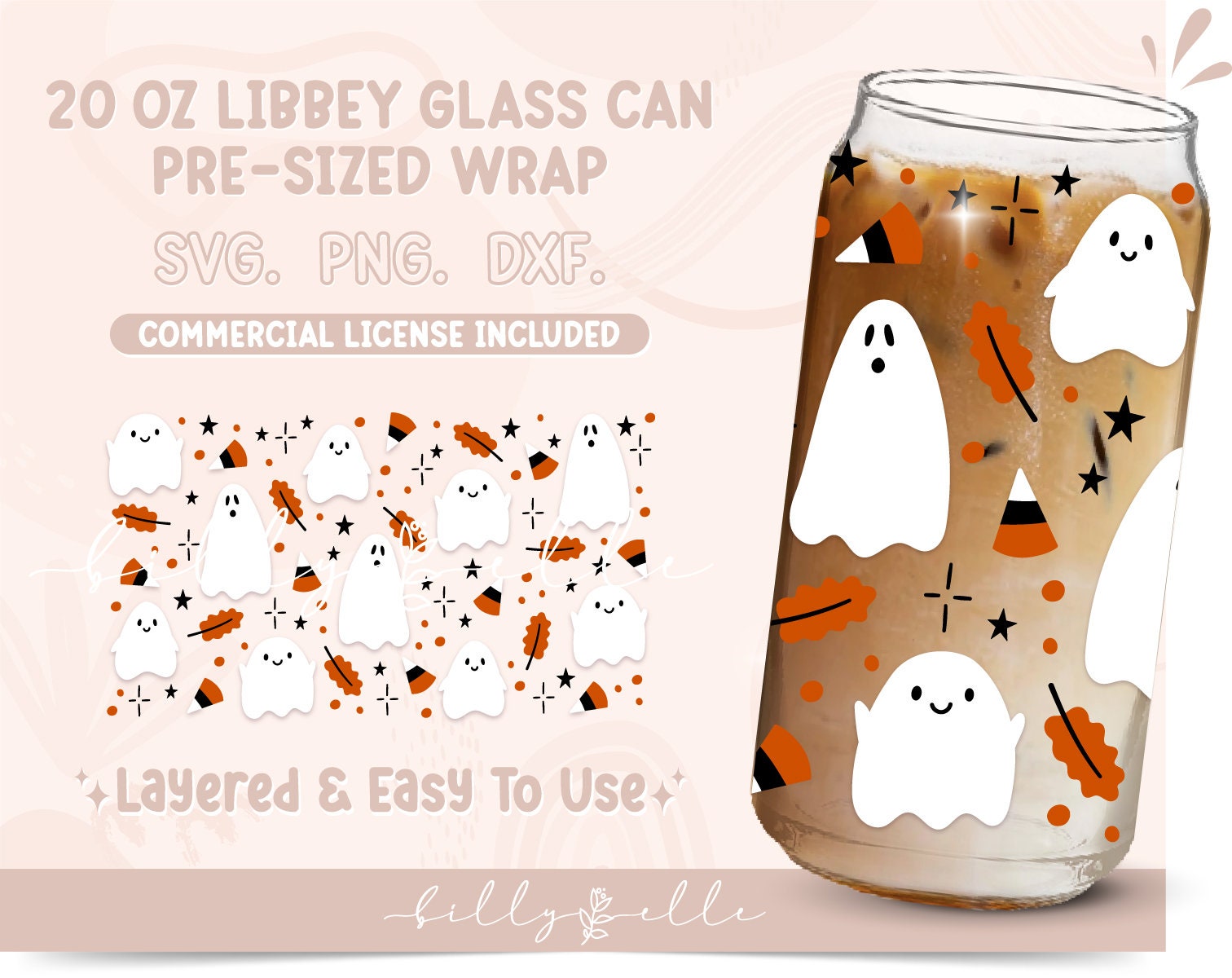 Cute Ghosts Libbey Glass Can Wrap - Halloween SVG Digital Download SVG ...