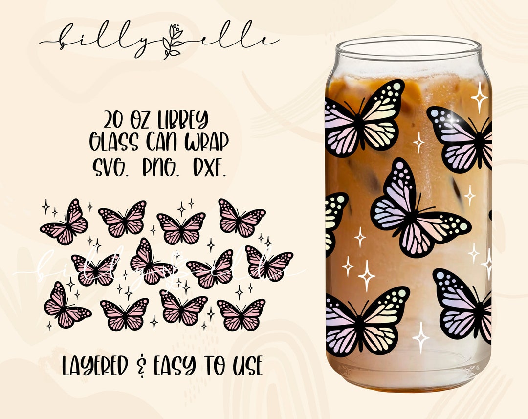 Butterflies Libbey Glass Can Wrap - Butterfly - Digital Download SVG ...