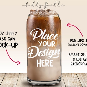 Iced Coffee - Can Shaped Glass Cups Collection - Pretty Little Mockup