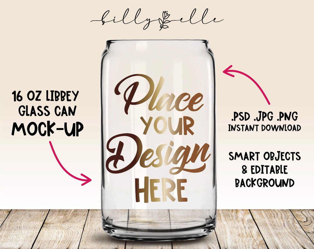 16oz Libbey Glass Can Mockup Digital Download Glass Mockup Wrap Libbey