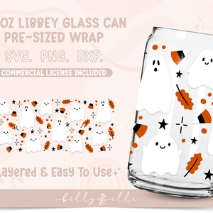 Cute Ghosts 16oz Libbey Glass Can Wrap - Halloween SVG Digital Download ...