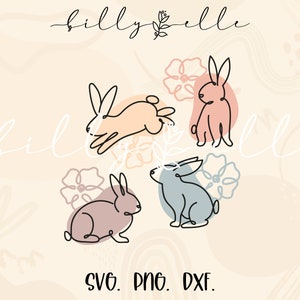 Osterhasen Line Art Bundle - Hasen Digital Download SVG Cricut - Silhouette - Ostern Line Art Boho - Hase Silhouette