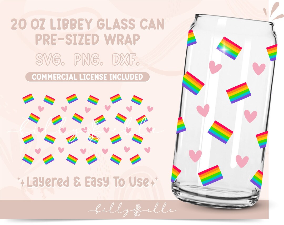 Gay Pride Flags 20oz Libbey Glass Can Wrap - Rainbow Digital Download ...