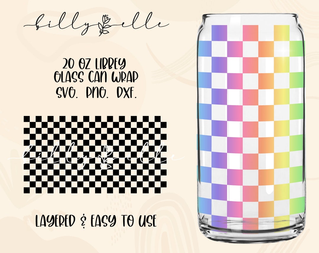 Checkered Pattern Libbey Glass Can Wrap - Retro Pattern - Digital ...