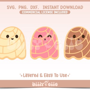 Spooky Conchas SVG - Mexican Conchas Ghost - Halloween Pan Dulce Stickers PNG - Layered Cricut Files - Download Easy SVG - Dia de Muertos
