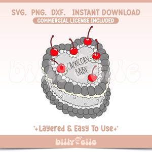Steenbok Vintage Cakes Zodiac SVG - Retro Zodiac Stickers PNG - Steenbok Baby Gelaagde Cricut Bestanden - Download Gemakkelijk SVG - Astrologie