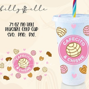 Cafecito & Chisme Starbucks 24oz No Hole - Mexikanische Pan Dulce Digital Download SVG Cricut - Silhouette - Conchas - Wrap Template - Bakery SVG