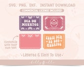 Papel Picado SVG - Mexican Dia de los Muertos - Abstract Digital Download SVG Cricut - Silhouette - Calaverita de azucar SVG
