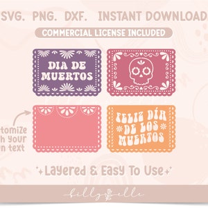 Papel Picado SVG - Mexicaanse Dia de los Muertos - Abstracte Digitale Download SVG Cricut - Silhouet - Calaverita de azucar SVG