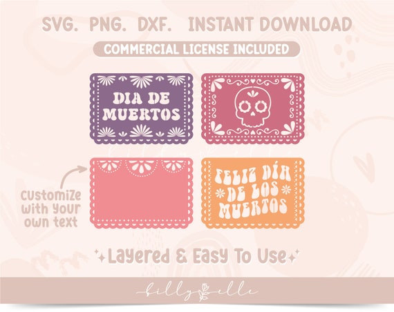 Papel Picado SVG - Mexican Dia de los Muertos - Abstract Digital Download SVG Cricut - Silhouette - Calaverita de azucar SVG