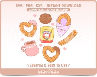 Heart Churros bundle SVG - Mexican Abstract Digital Download SVG Cricut - Silhouette - Hot Chocolate Cantarito - Chocolate Abuelita - Churro
