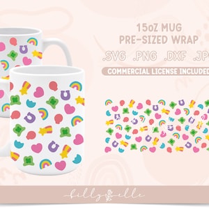 Lucky Charms Cereal 15oz Taza - Colorido Cereal Digital Descargar SVG Cricut - Silueta - Día de San Patricio Sublimación Mug Wrap