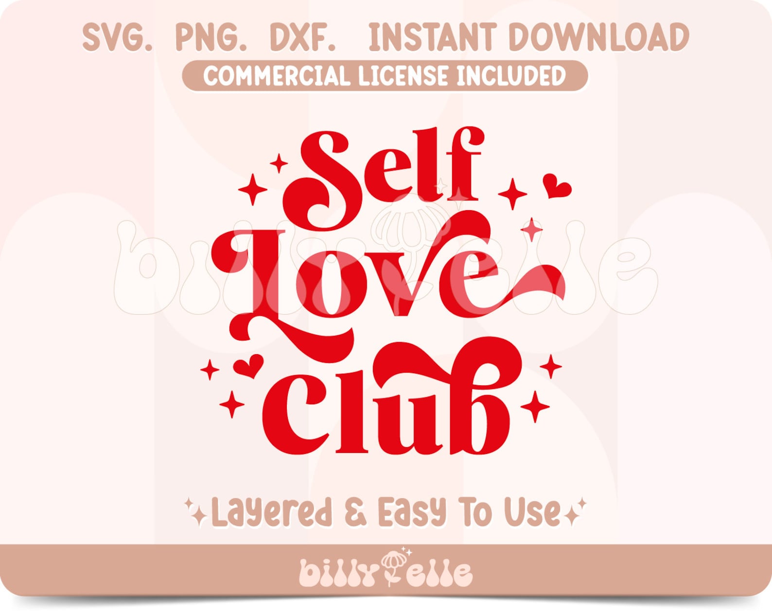 Self Love Club - Motivation SVG - Hearts Retro Groovy Sticker Download ...