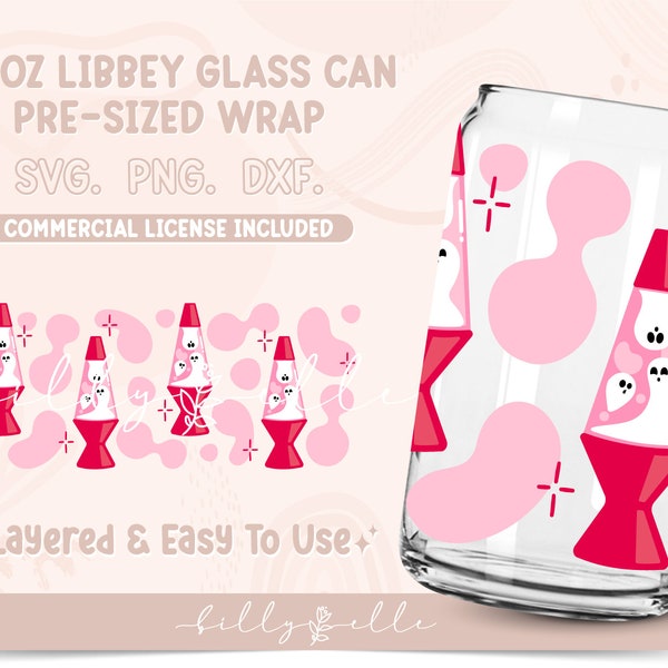 Ghosts Lava Lamp Libbey Glass Can Wrap - Halloween SVG Digital Download SVG Cricut - Silhouette - Groovy Pattern Beer Glass Can Template