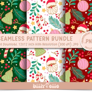 Christmas Conchas Pan de Dulce seamless pattern bundle - Christmas Pattern - High Resolution JPG - Christmas Pan de Dulce repeating pattern