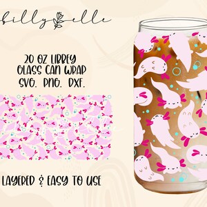 Axolotl Libbey Glass Can Wrap - Ajolote - Digital Download SVG Files For Cricut - Mexican Wrap Template - 20oz Libbey Can Template