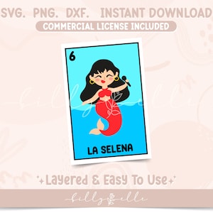 La Selena SVG - Diseño de Loteria Mexicana - Archivo de pegatinas estéticas para Cricut Silhouette - Archivos PNG de cultura latina Sublimación