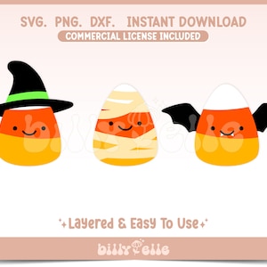 Spooky Candy Corn SVG - Candy Witch - Halloween Candy Stickers PNG - Layered Cricut Files - Download Easy SVG - Halloween Mummy