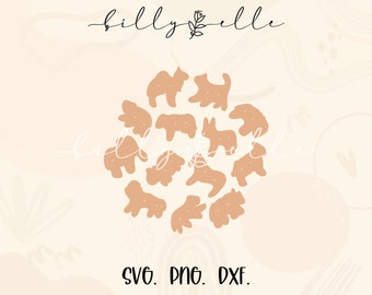 Animal Crackers vector bundle - Bakery Abstract Digital Download SVG Cricut - Silhouette - Animal Cookies - Animal Shaped Cookies SVG