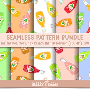 Mexican Soda Jarrito seamless pattern bundle - Tamaring - Mandarin - Digital Download High Resolution JPG - Mexican Drink repeating pattern