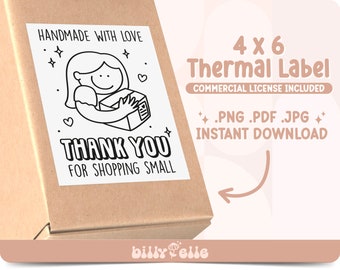 Thank You Shipping Thermal Label - Small Business Stickers - Supplies small business - Packaging Supplies - Thermal Printer File PNG Sticker