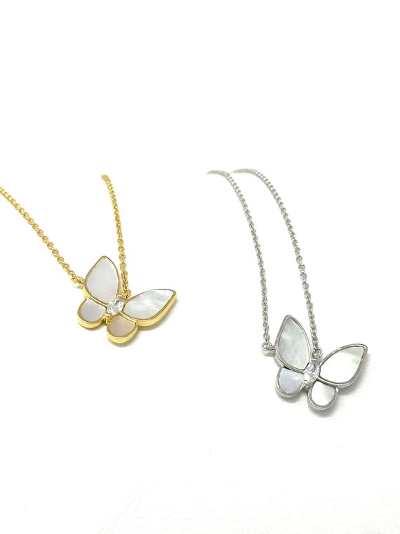 Mother of Pearl Butterfly Necklace