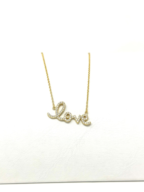 LOVE Sterling Silver Necklace with Lab Created Sto