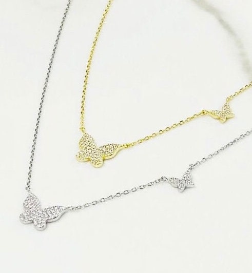 Shiny Double Layer Butterfly Necklace