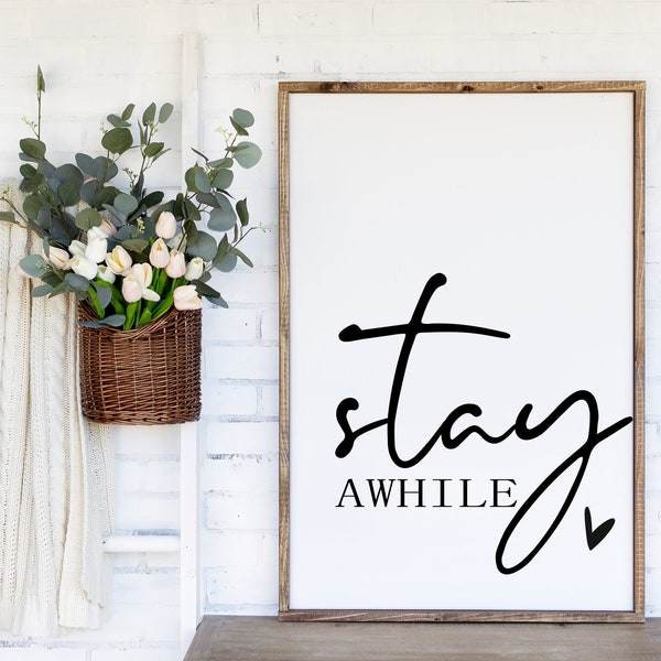 Stay Awhile Printable, Guest Room Prints, Welcome Sign, Entryway Printable, Home Decor Printable