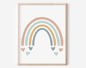Neutraler Regenbogen Druck: Boho Kinderzimmer Dekor (Digitaler Download)