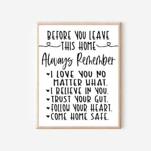 Family Quote Print: Before You Leave This Home Decor (Digital Download)