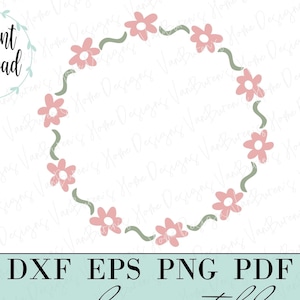 Floral Circle Wreath, Daisy Ring Wreath Cut File, Cricut Designs, Silhouette Cut Files, Instant Download