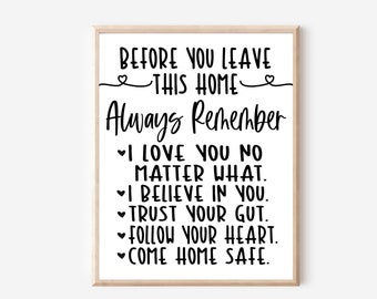 Before You Leave This Home Always Remember Printable, Entryway Printable, Family Quote Print, Home Decor Printable