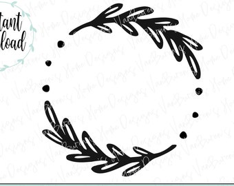 Floral Wreath SVG: Leaf Monogram Border, Cricut Designs (Digital Download)