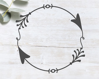 Arrow Circle SVG: Wreath Frame Monogram (Commercial Use Digital Download)