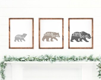 Family Bear SVG: Mama, Papa, Baby Bear Clipart (Digital Download)